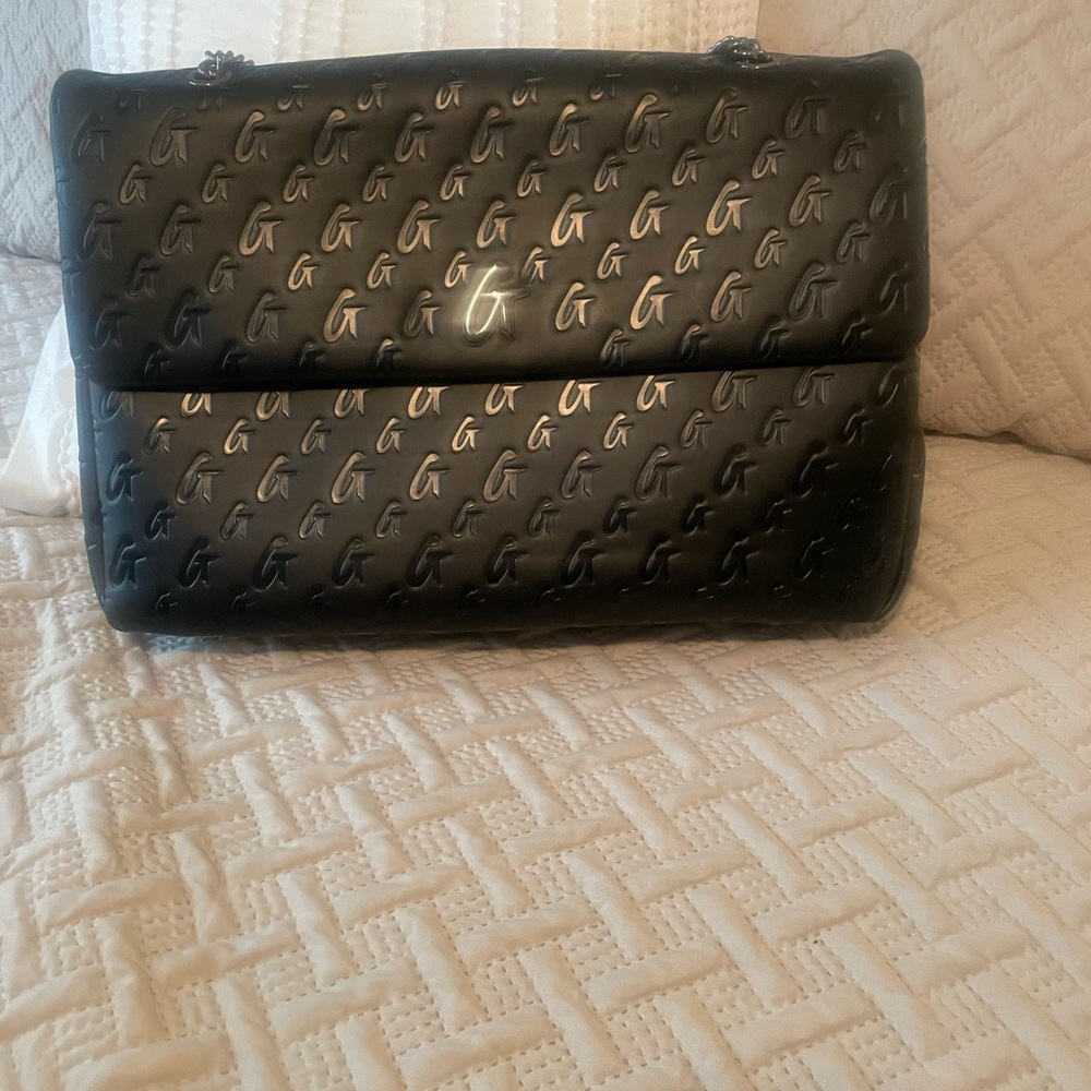 Glamaholic large monogram purse black with flap  with chain hardware